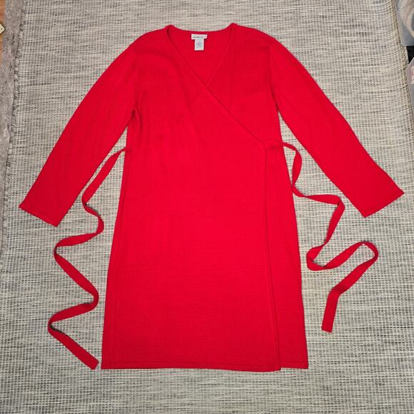Amanda Charles Sweater Knit Wrap Dress Womens X-Large Red Holiday Christmas - Picture 4 of 10